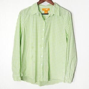 Joe Fresh Gingham Button Down Shirt Green Size M Modern Preppy